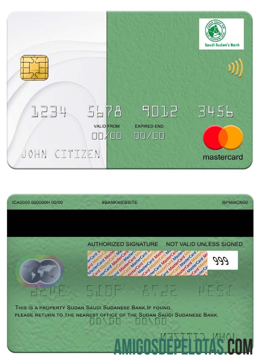 Sudão Banco Sudanês Saudita Mastercard exemplo